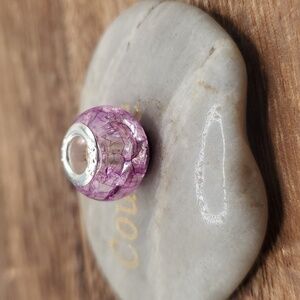 Sleeping beauty pink veined quartz charm sterling‎ 925 aurora